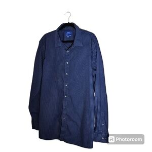 APT 9 Men's Premier Flex Black Dress Shirt Slim Fit 2XL Blue with Black stripe